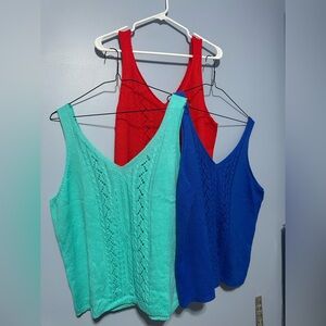 Sleeveless Knit Tops - Red, Blue, and Turquoise Xxl (all 3)